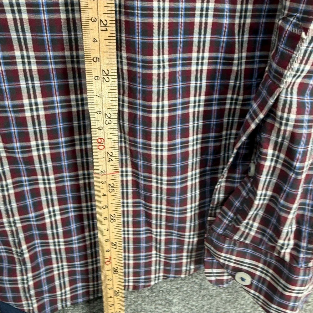Untuckit Button Down Shirt Mens XL Maroon Plaid Stretch Performance Long Sleeve